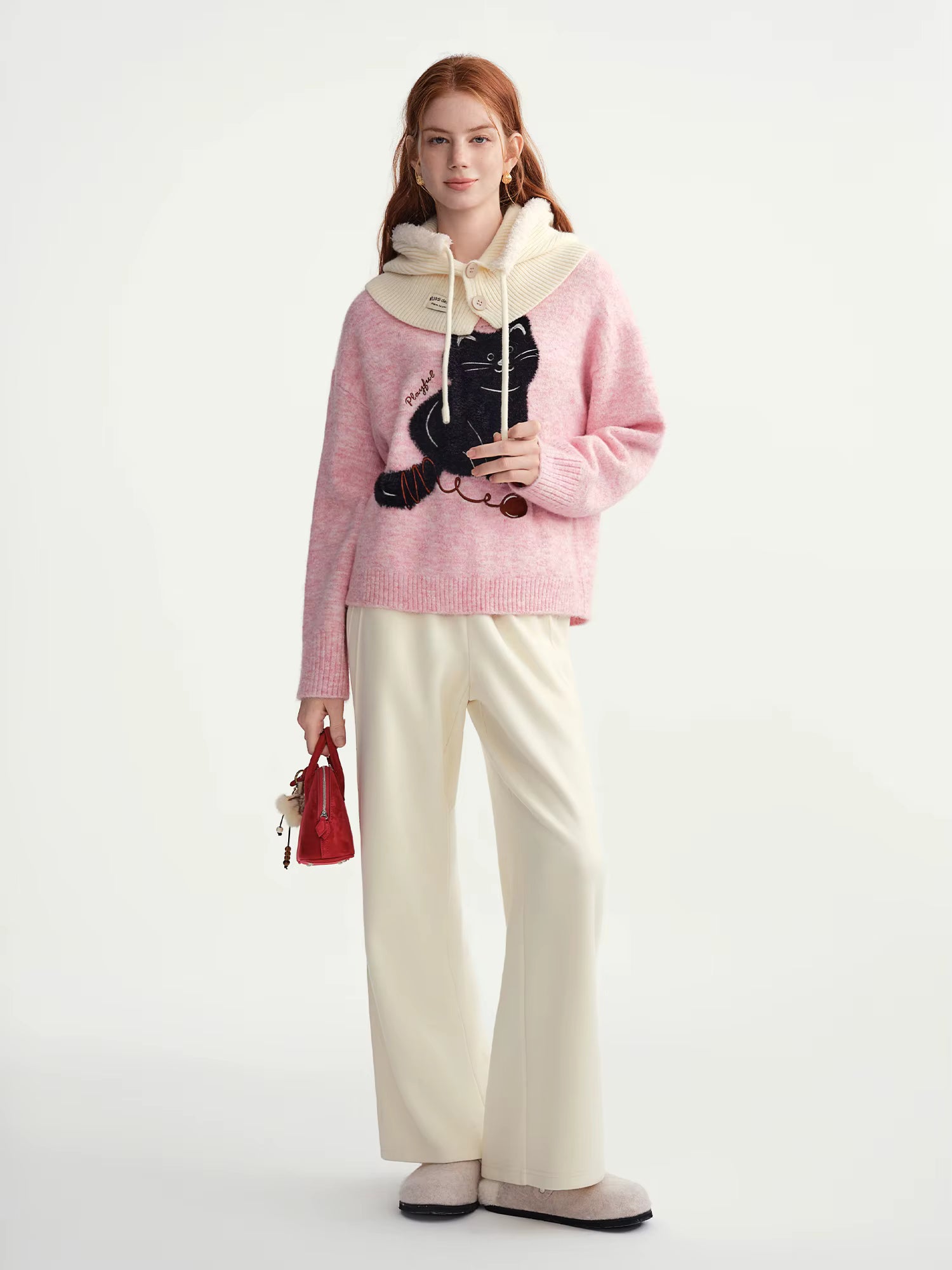 2025 Winter Women's Fun Animal Pattern Jacquard Knit Sweater - Relaxed Fit Round Neck Slimming Pullover for Casual Comfort