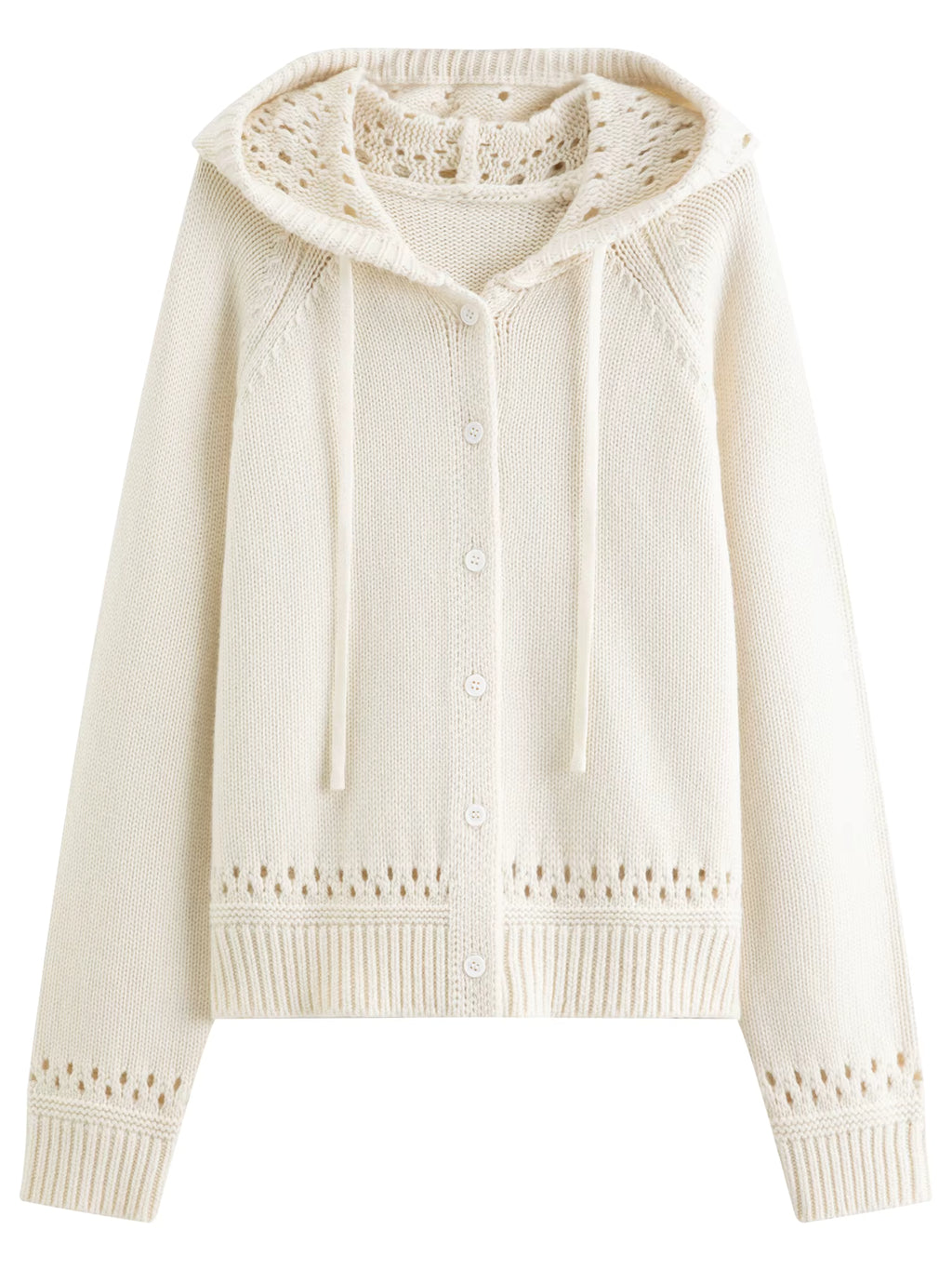 French Retro Style Hooded Hollow Out Knit Top for Women New Winter 2025 Textured Faux Lace Top Solid All-match