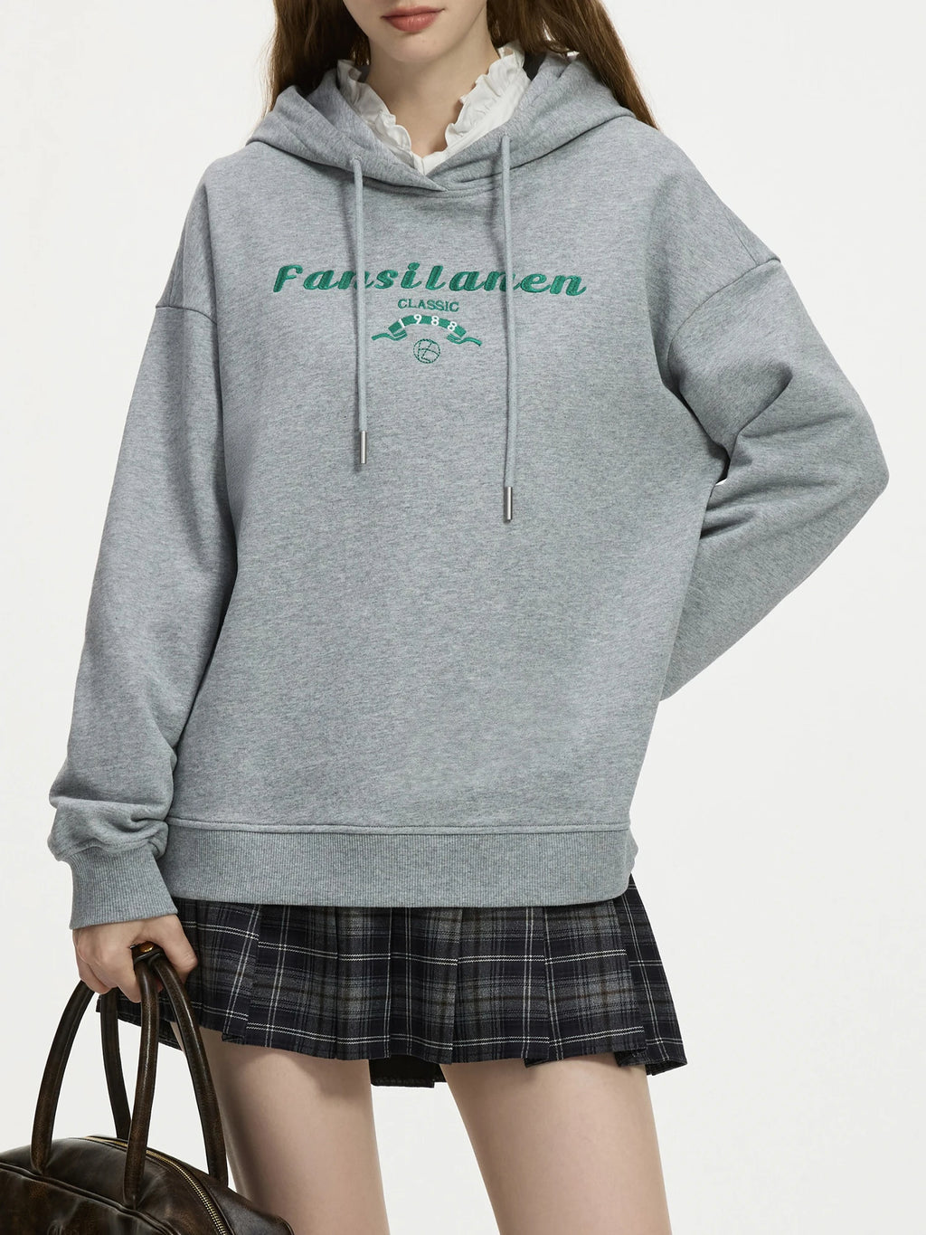 FSLE Women Winter Hoodies Female Thicken Long Sleeve Pullover Tops Letter Embroidery Drop Sleeve Casual Beige Hoodies 24FS14538