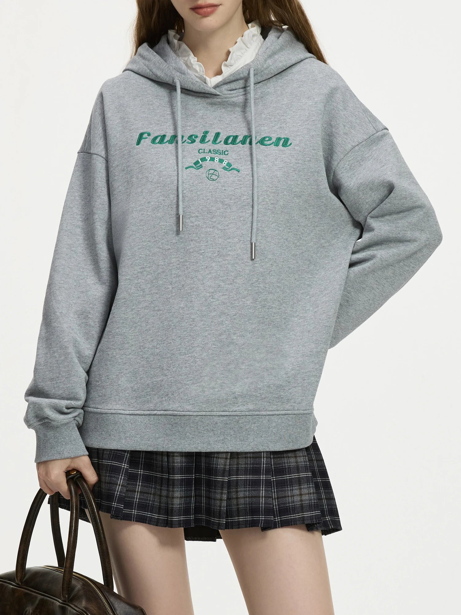FSLE Women Winter Hoodies Female Thicken Long Sleeve Pullover Tops Letter Embroidery Drop Sleeve Casual Beige Hoodies 24FS14538