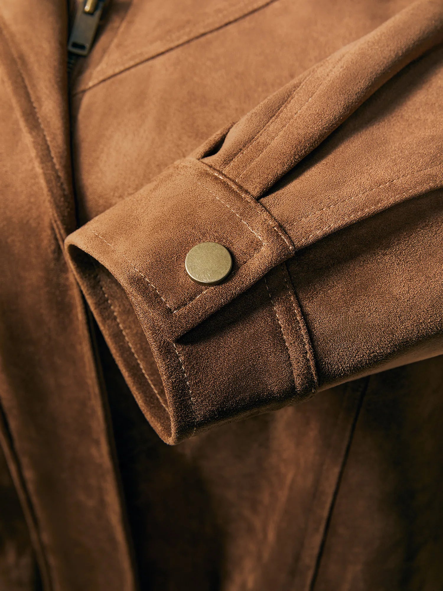 FSLE Retro Style Maillard Suede Long Sleeves Jacket for Women 2025 Autumn New Arrival Contrast Color Lapel Chic Coat