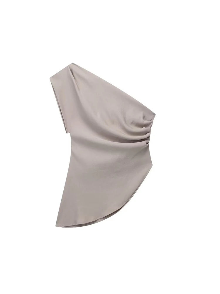 Asymmetric T-shirt New Women's Fashion Trend Off Shoulder Top