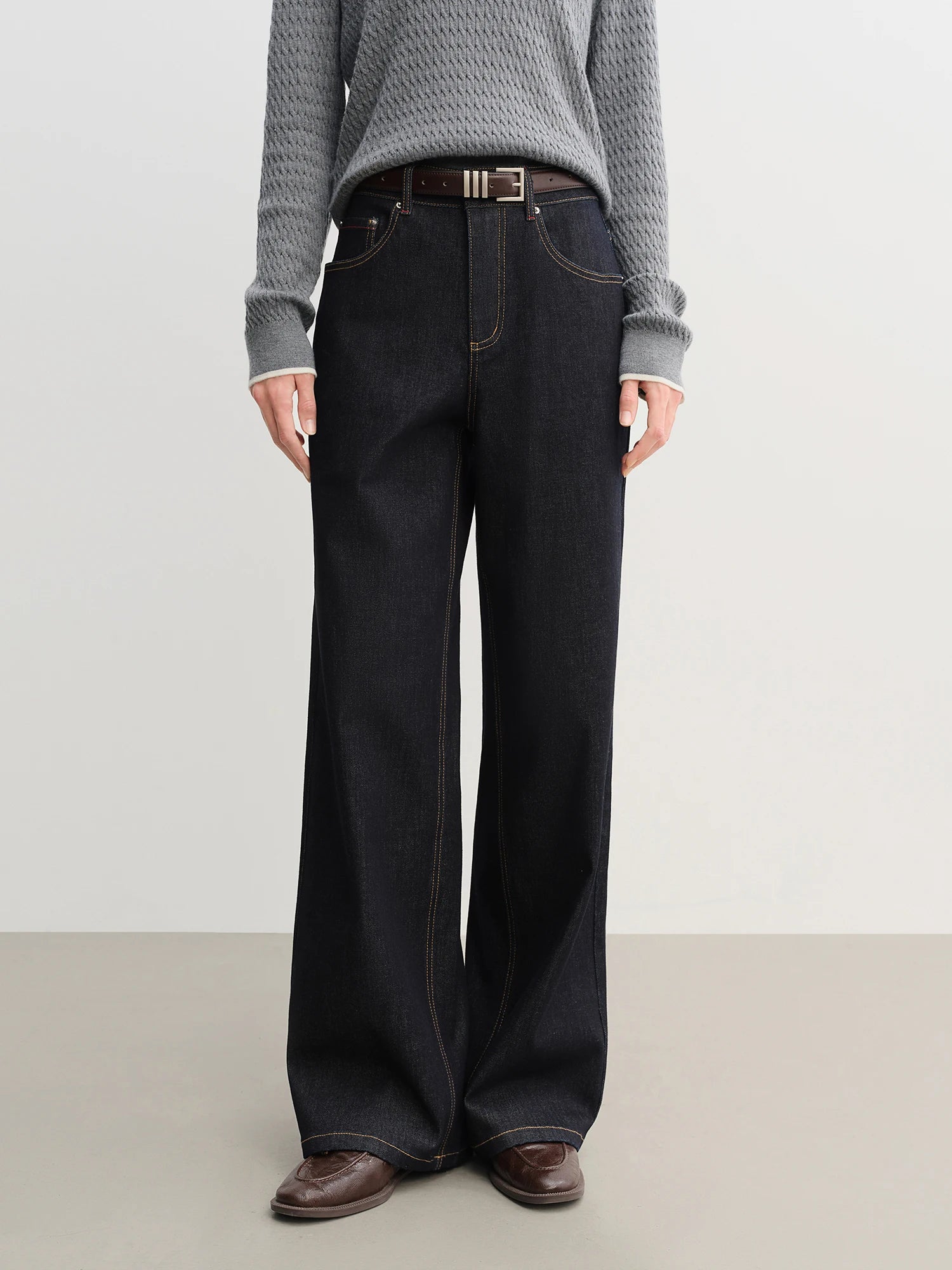 DUSHU 2025 Women's Straight Leg Jeans - High Waist Stretch Denim Pants Dual Fit for Apple & Pear Body Autumn Casual Trousers