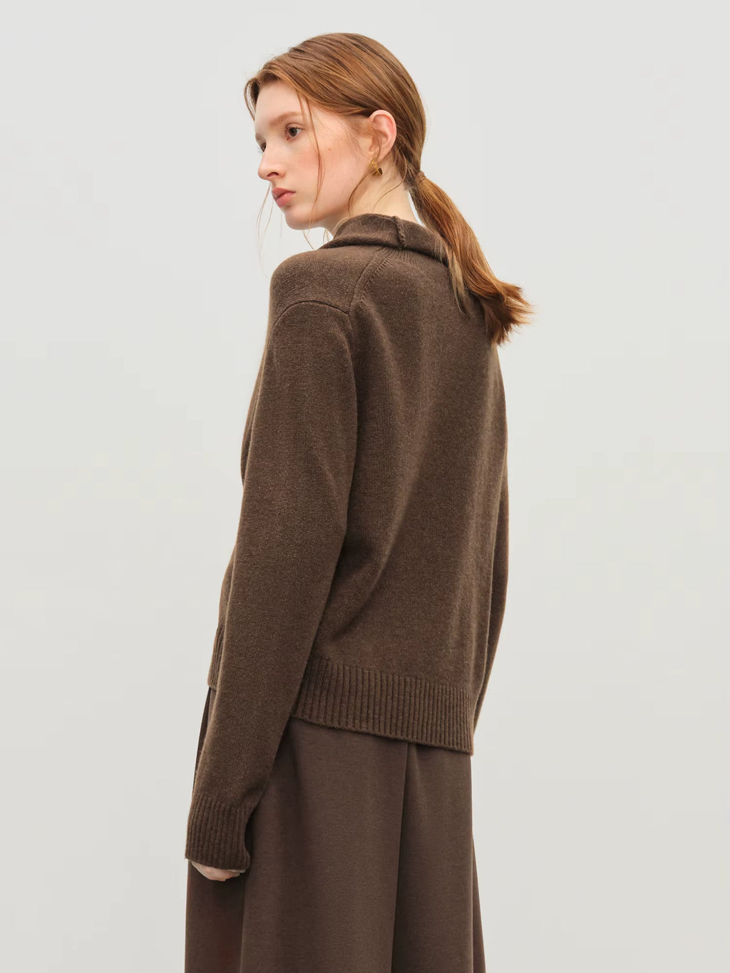 2025 Winter Women's Convertible Collar Wool Blend Knit Cardigan - Turtle Neck & Lapel Two Way Wear Long Sleeve Coat