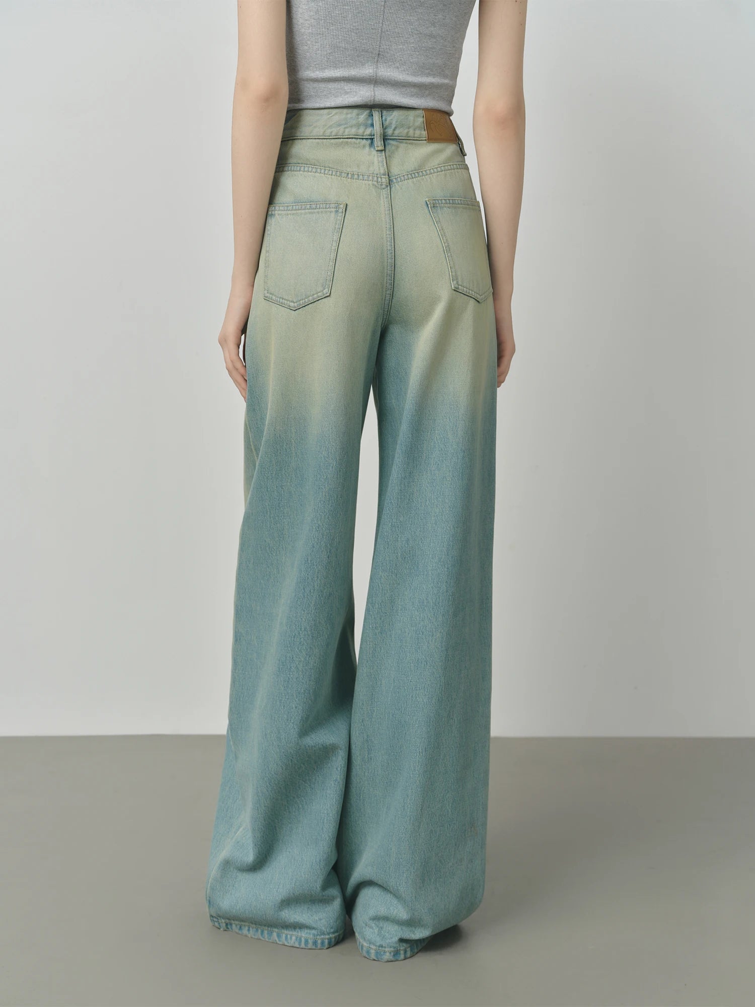 FSLE American Retro Distressed Lace-up Wide-leg Jeans 2025 Autumn New Straight Jeans