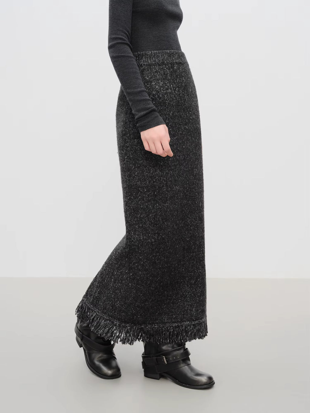 【Premium Series】Autumn Winter V-Neck Knitwear Women Yarn Dyed Cardigan Midi Skirt Two Piece Set Oversize Comfy with Scarf