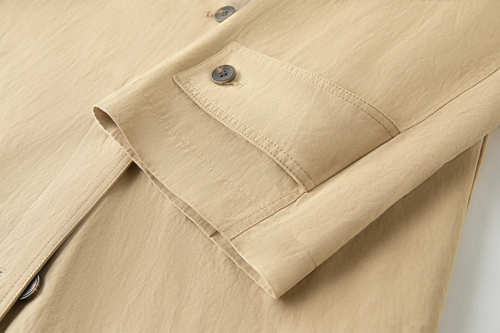 FSLE 2025 New Oversized Turndown Collar Casual Trench for Women 2025 Spring Autumn New Arrival Cotton Coat Long Jacket Khaki