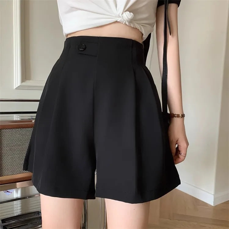 High-waisted Slimming Loose-fit A- line Shorts For Women Petite Casual Fashionable Bell Bottoms