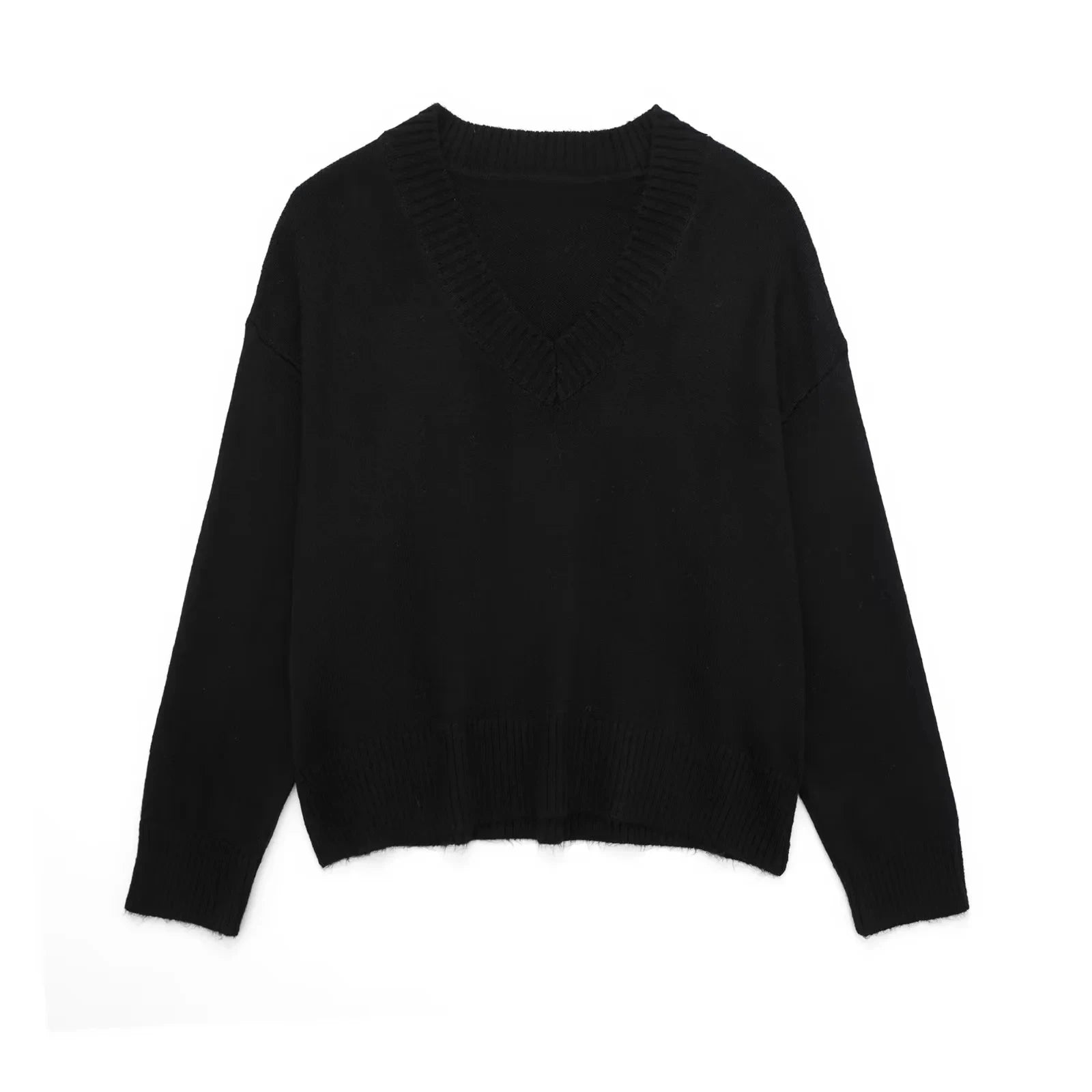 TRAFZA Fashion Women's High Neck Vintage Loose Knitted Suit Women Cropped Sweater Long Sleeve Female Pullovers Chic Tops Skirt