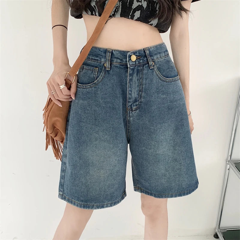Summer Denim Shorts For Women Jean Short Femme High Waist Korean Style Womans Clothing