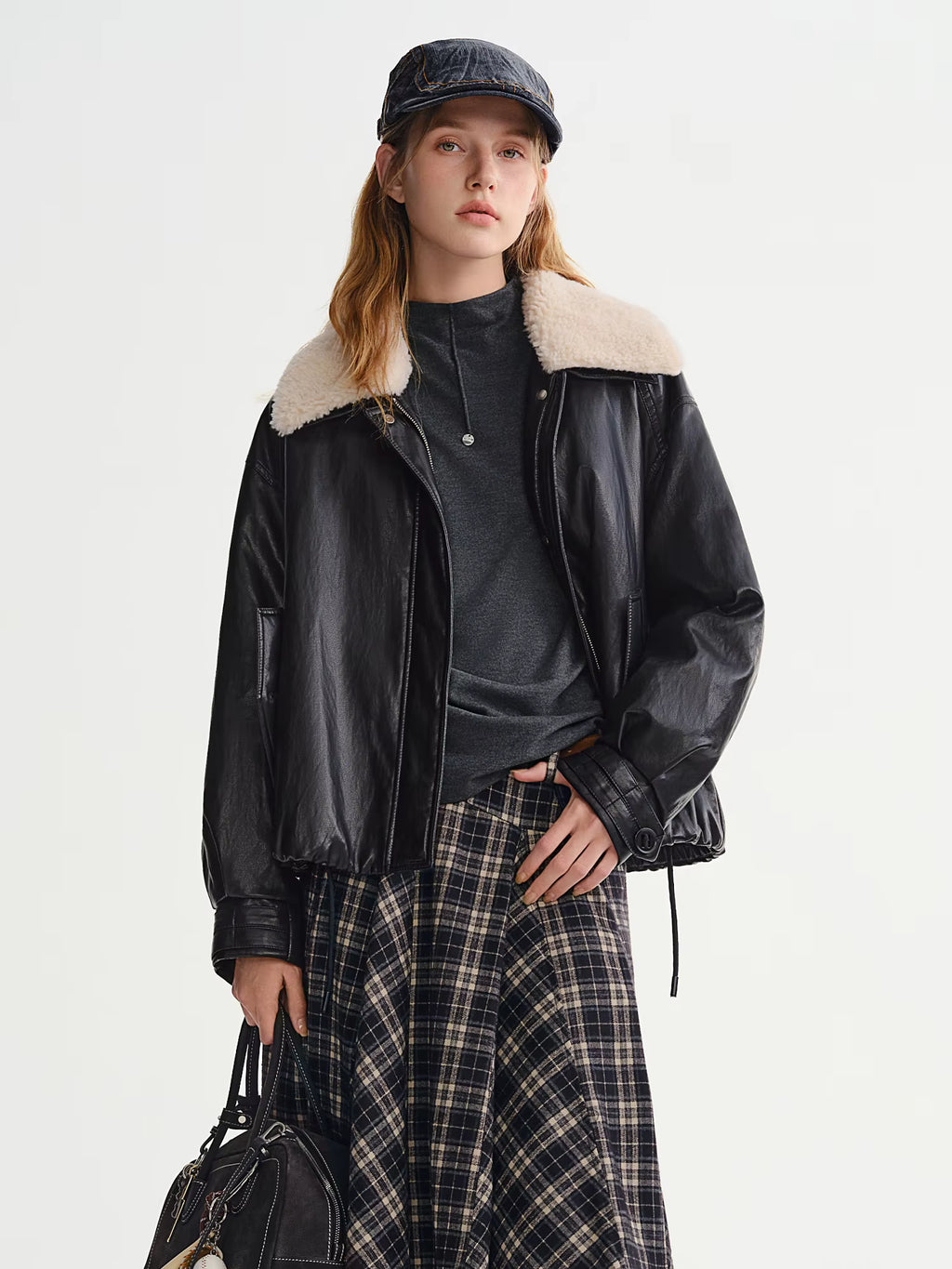 Winter 2025 Women's Notch Lapel Protein Leather Down Jacket - White Duck Down Fill for Warm and Casual Winter Wear