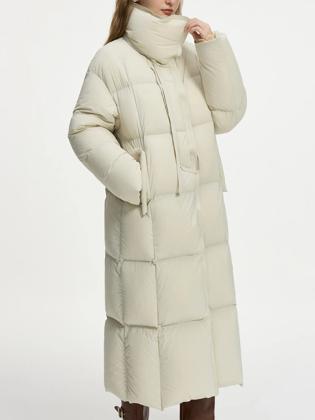 FSLE 251.6g Filling Amount Women Long Thicken Down Jackets Female Waterproof Black Down Coat Stand Collar Winter Coats 24FS14097