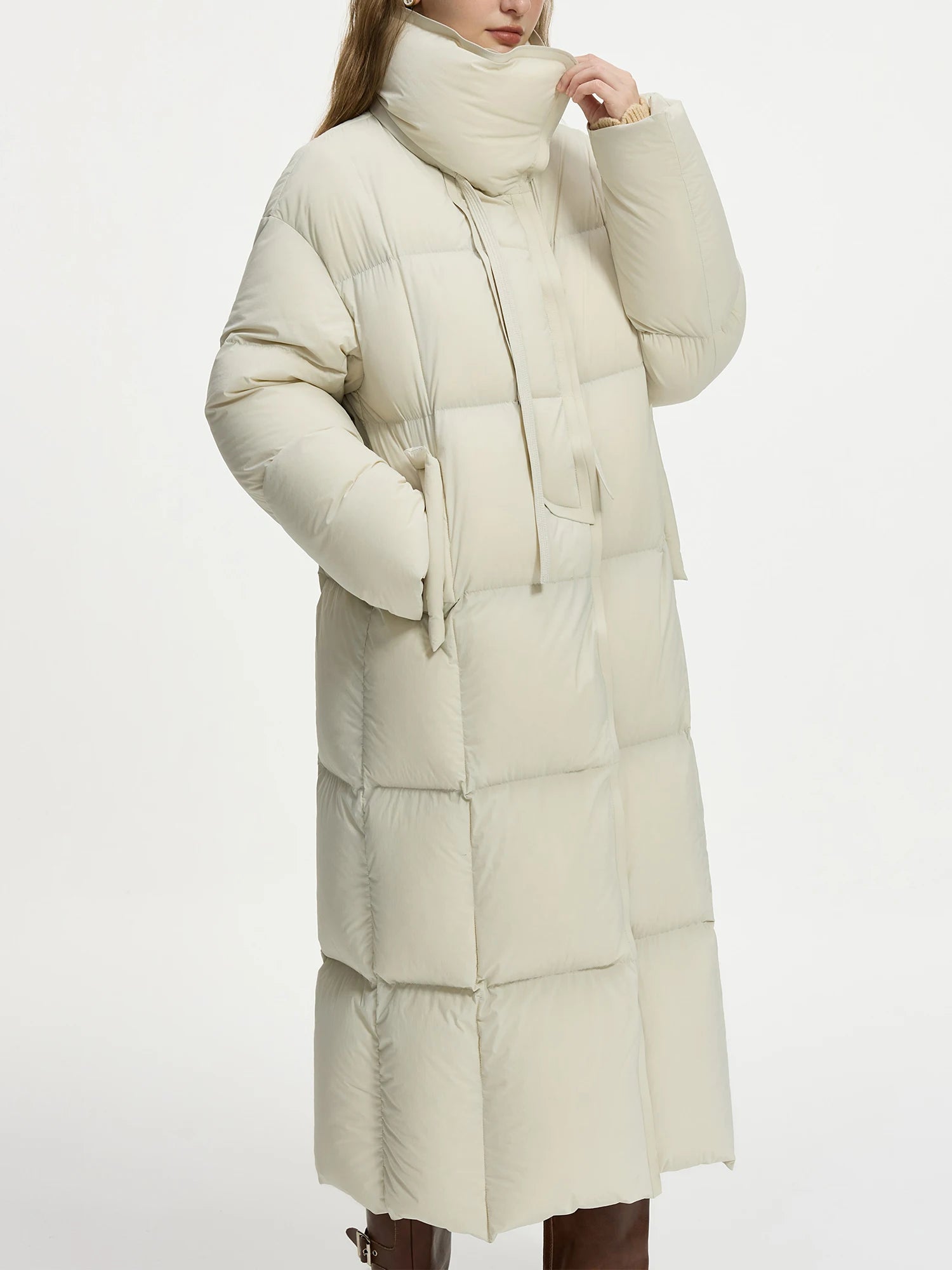 FSLE 251.6g Filling Amount Women Long Thicken Down Jackets Female Waterproof Black Down Coat Stand Collar Winter Coats 24FS14097