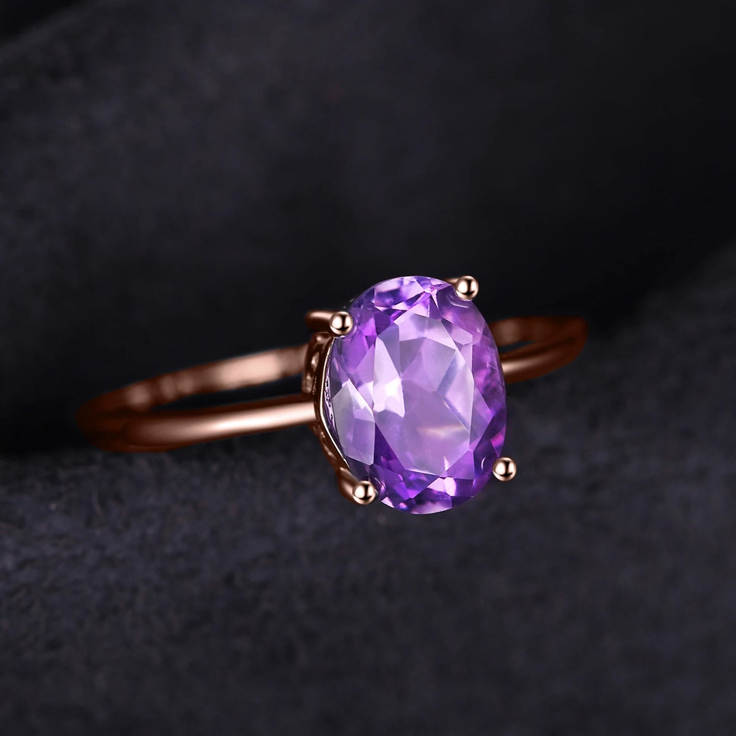 JewelryPalace Rose Gold Yellow Gold Plated Oval Natural Amethyst Citrine Garnet Topaz Peridot 925 Sterling Silver Ring for Women