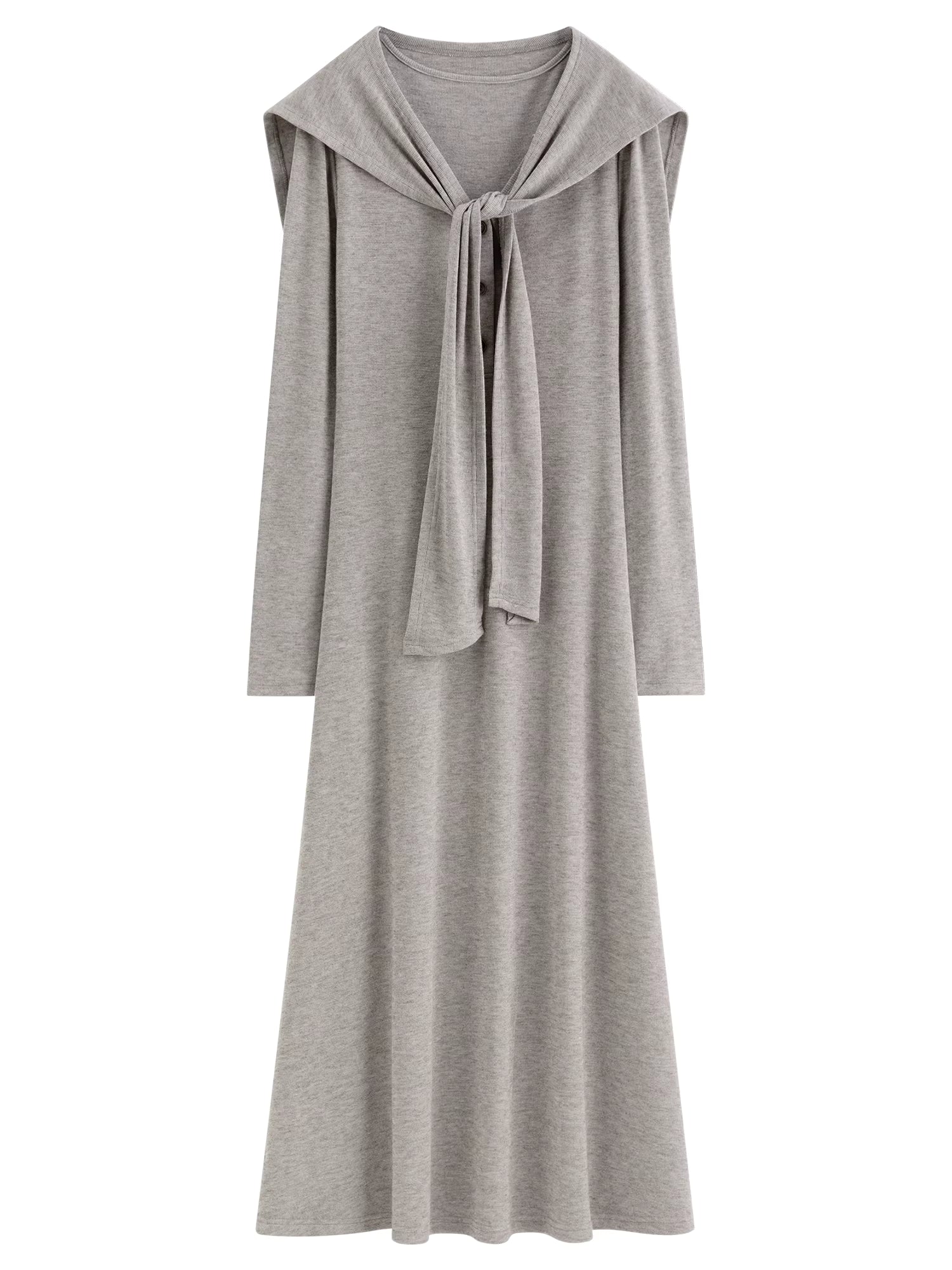 French Style Design Shawl V-neck Dress 2025 Autumn and Winter Slimming A-line Knitted Clothing Female Elegant Leisure