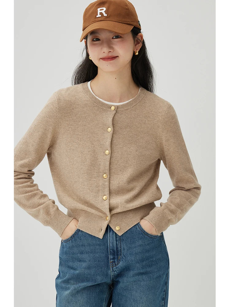 ZIQIAO Multi-color Optional Sheep Wool Sweater Jacket for Women 2024 Spring Casual Style All-match Comfortable Cardigan Female