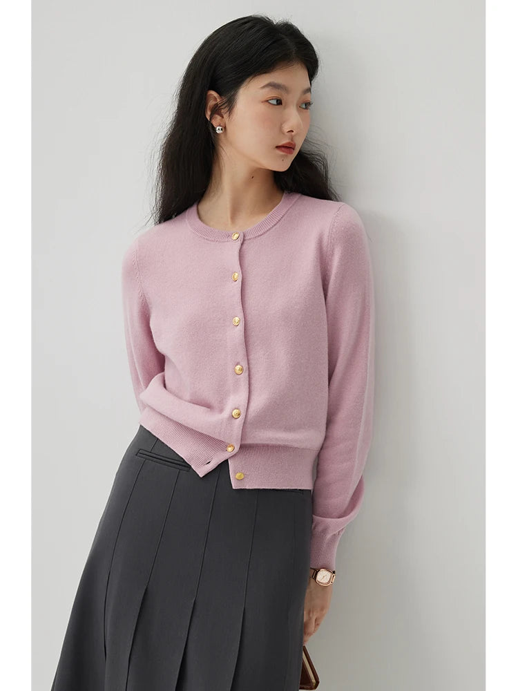 ZIQIAO Multi-color Optional Sheep Wool Sweater Jacket for Women 2024 Spring Casual Style All-match Comfortable Cardigan Female