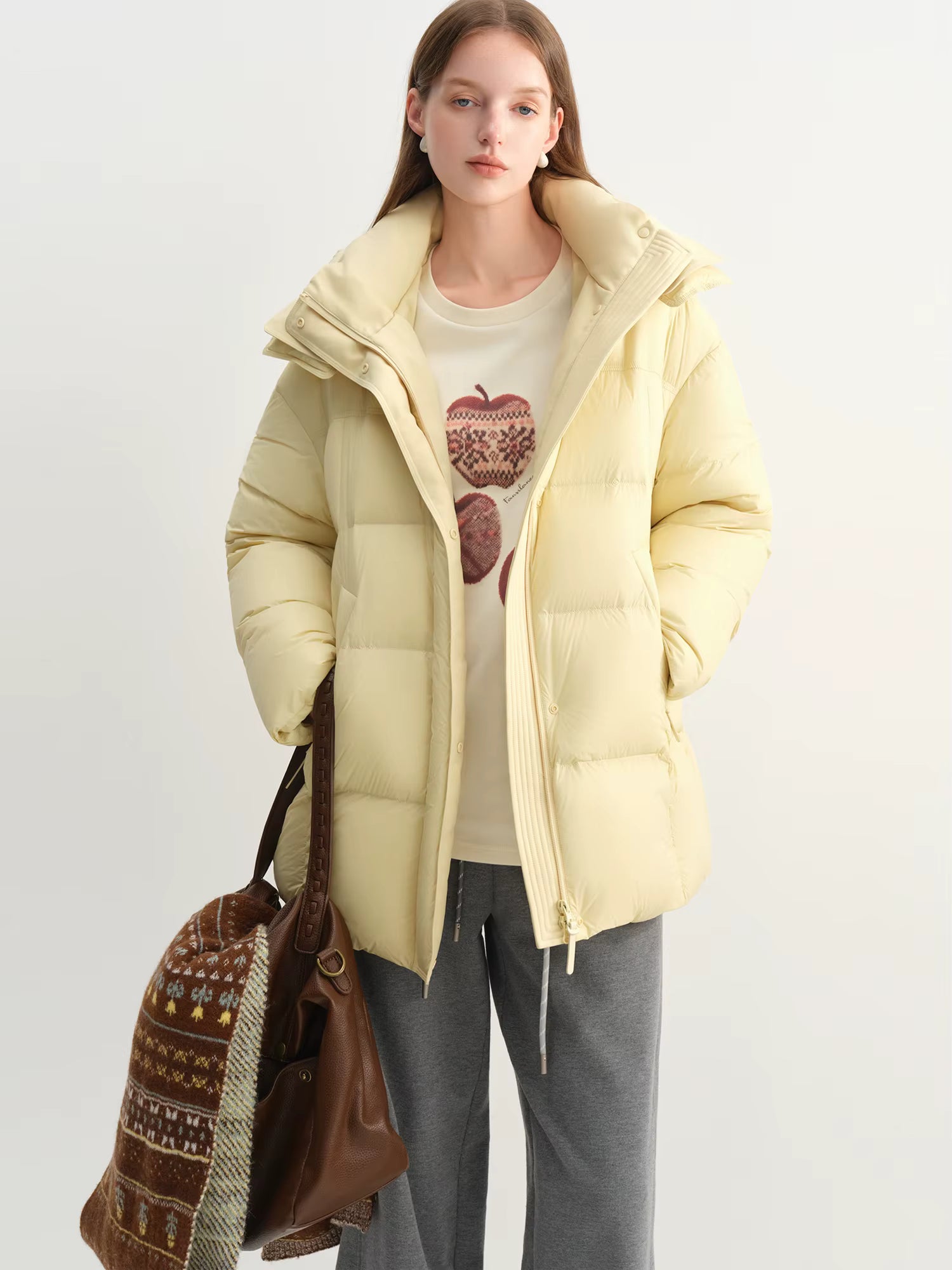 Winter 2025 Women's Oversized Puffer Jacket - Short Hooded Down Coat 90% White Duck Down Fill for Casual Comfort and Warmth