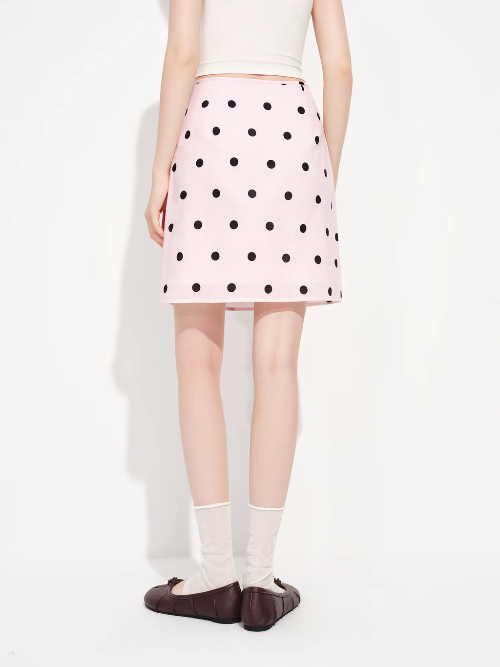 Color-blocked Light Pink Polka Dot High-waisted Japanese Style A-line Mini Skirt New Spring 2026 Style Sweet Skirt