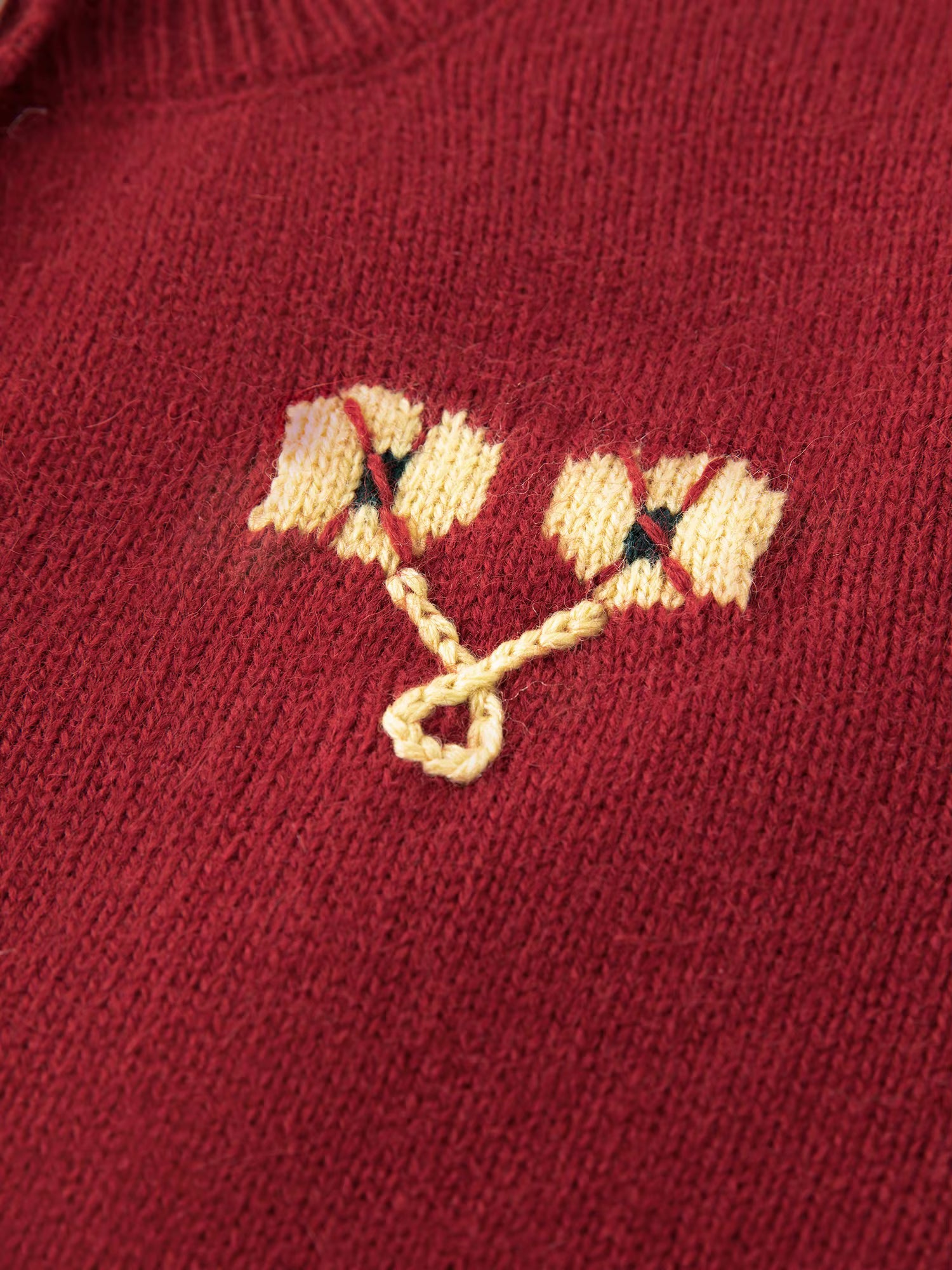 2025 Women's Red Christmas Block Embroidered Round Neck Vintage Knit Sweater Coat Cozy Holiday Party Pullover Casual Fit