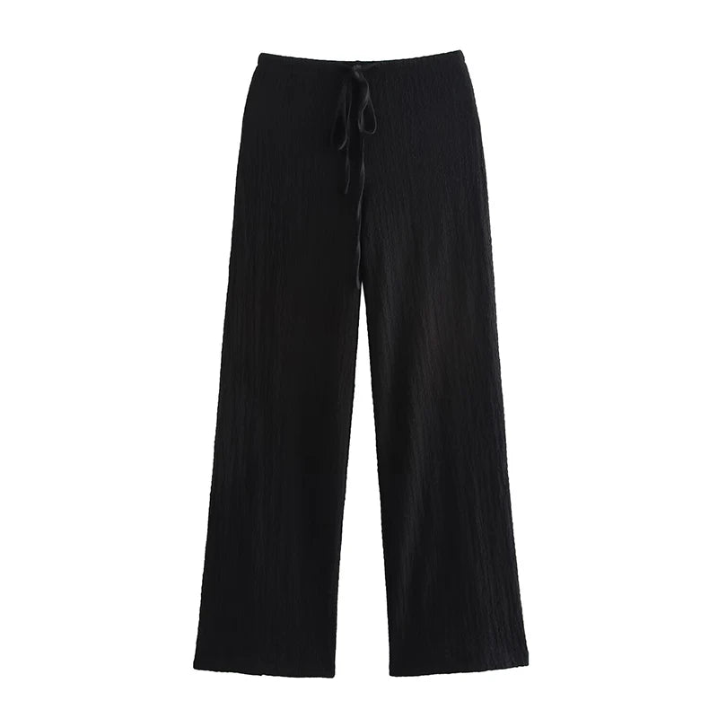 Women's 2-Piece Sleeveless Button-Down Vest & Wide-Leg Pants Set