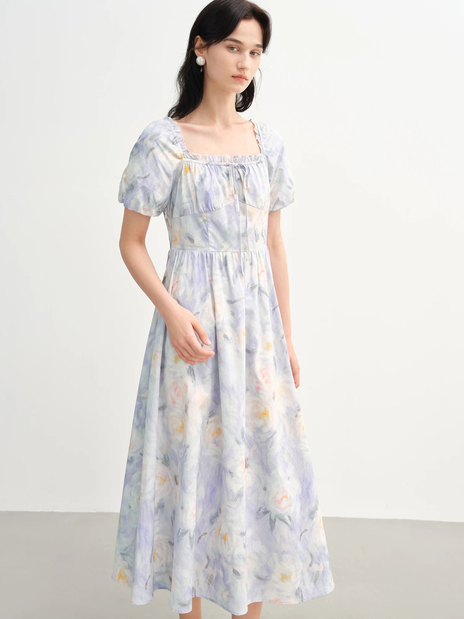 DUSHU French romantic oil painting skirt 2025 summer new product temperament sweet waist dress