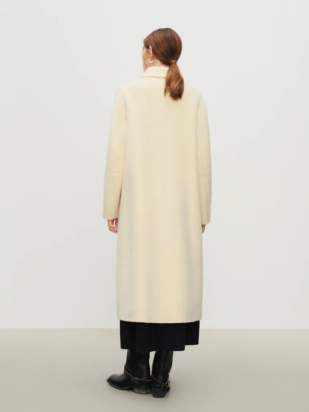 FSLE 2025 Women's Yak Wool Blend Coat - Peter Pan Collar Double Breasted Winter Trench with Flattering Silhouette Office Elegant