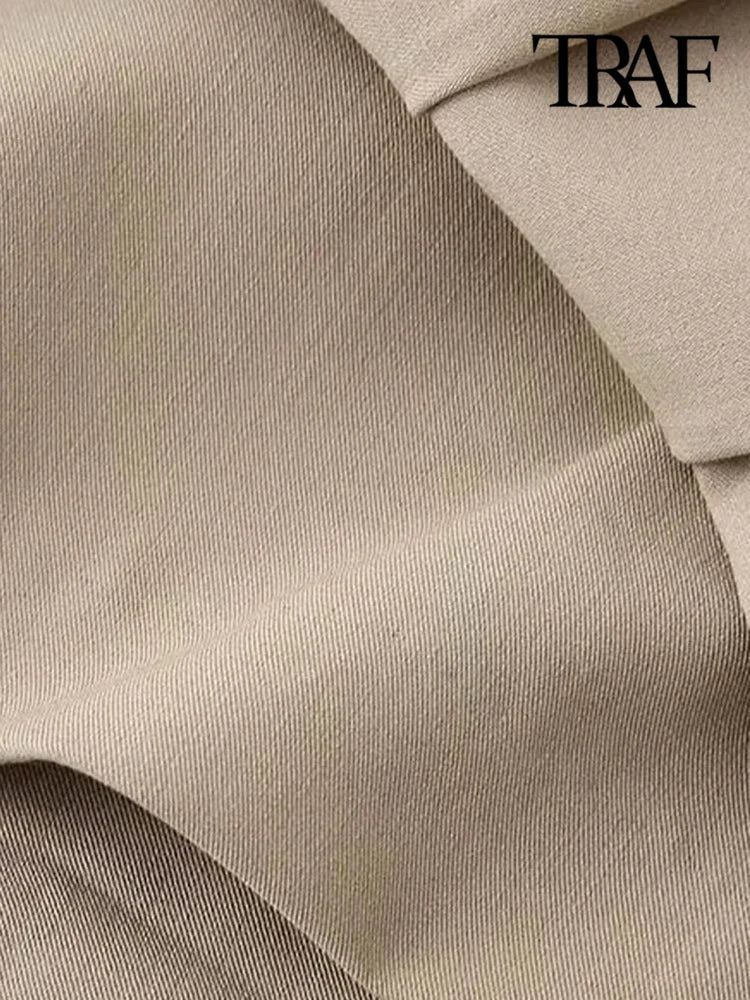 TRAF-Pleated Shorts Skirts for Women With Belt, Side Zipper, Mid Waist, Female Skort, Chic Fashion