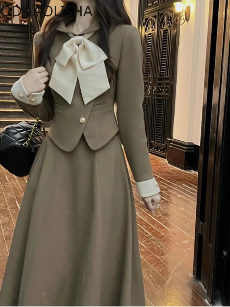 Sets for Women 2 Pieces Elegant Cardign Suit Coat Vintage Dress Sets New Two Piece Luxury Two Piece Set Women Outfit Autumer New