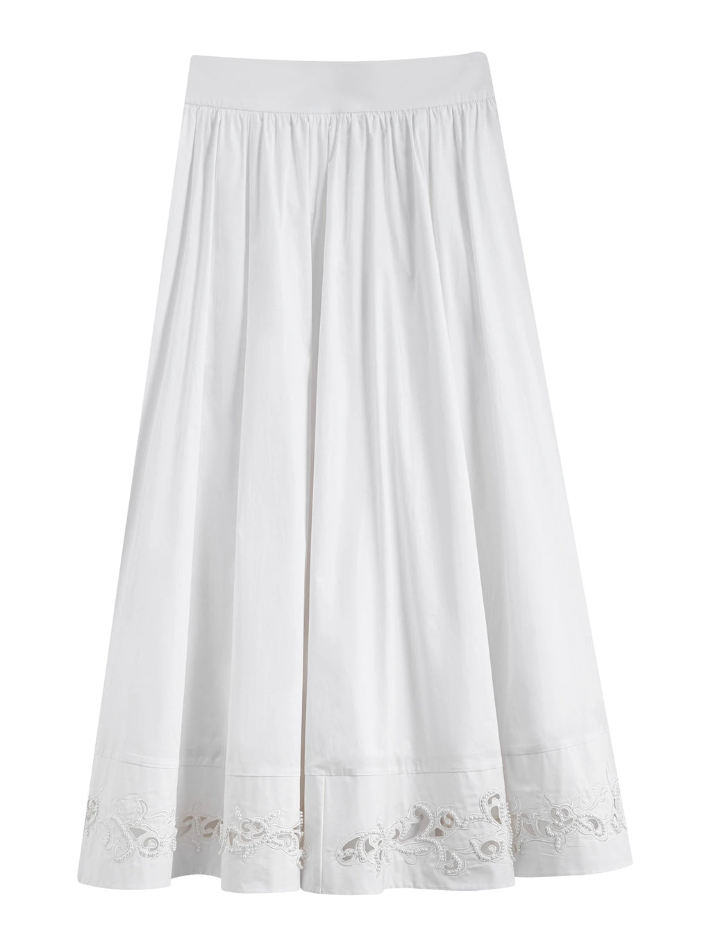 FSLE【Premium Series】100% Cotton Embroidery Design Female Sleeveless Shirt Zipper Waist Long A-LINE Skirts 2025 Summer