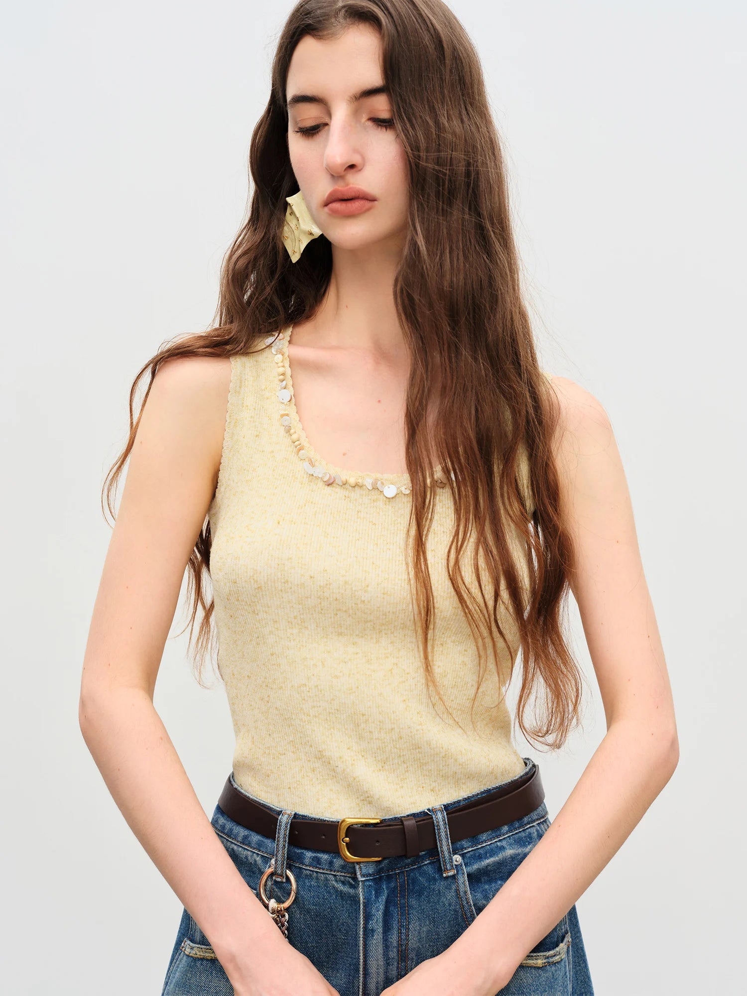 FSLE【Premium Series】Autumn 2025 Women's Contoured Fit Sleeveless Knitted Tank - Breathable Stretch Layering Top Office Casual
