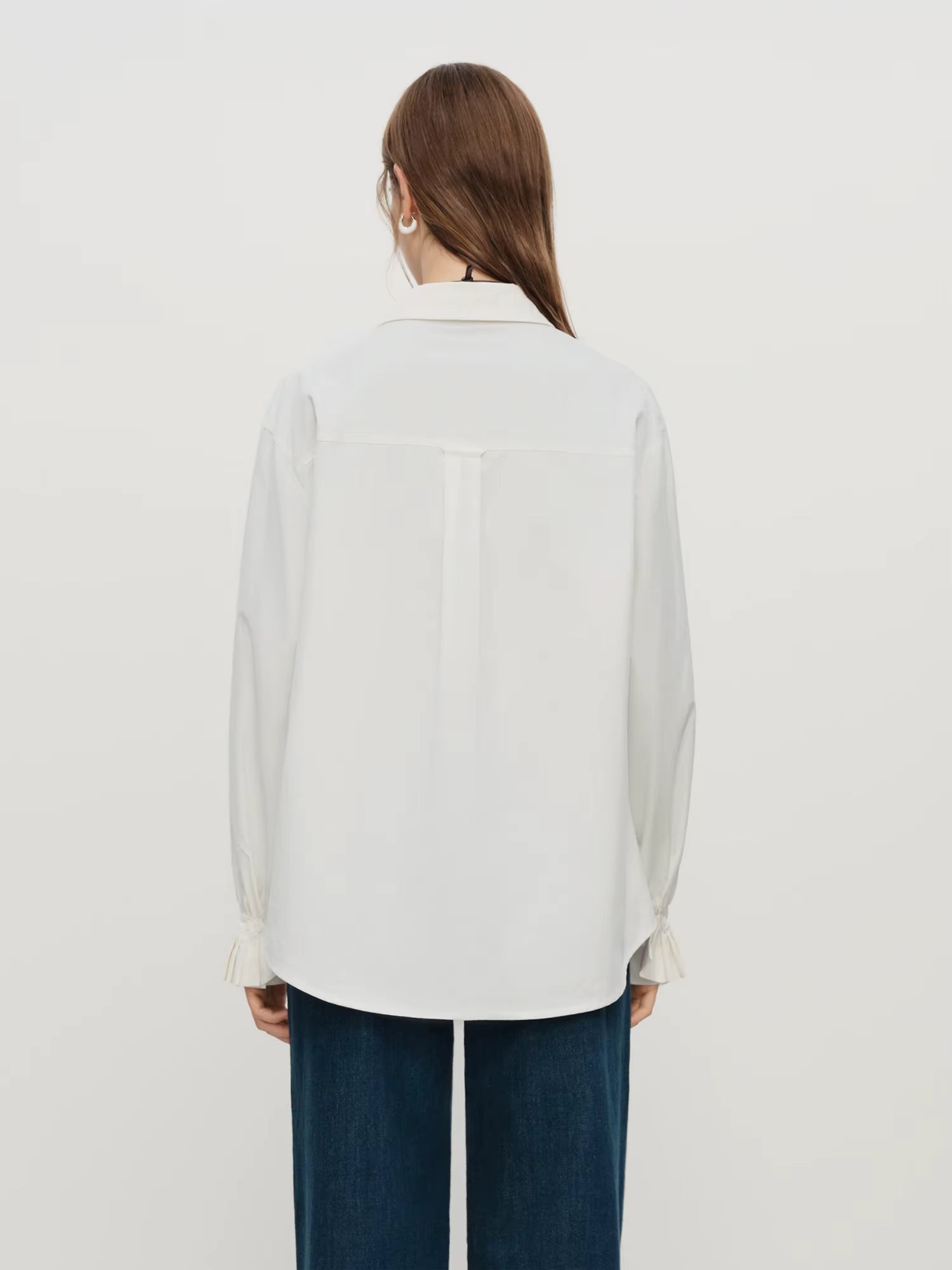 French-Elegant Stylish Pima Cotton Long Sleeve Shirt for Women Fall Winter 2025 New Arrival Versatile Inner Layer Top Shirt
