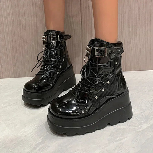 Women's Boots 2024 Autumn Women Ankle Boots Platform Wedges High Heels Short Boots New Fashion Design Zip Cosplay Shoes of Women