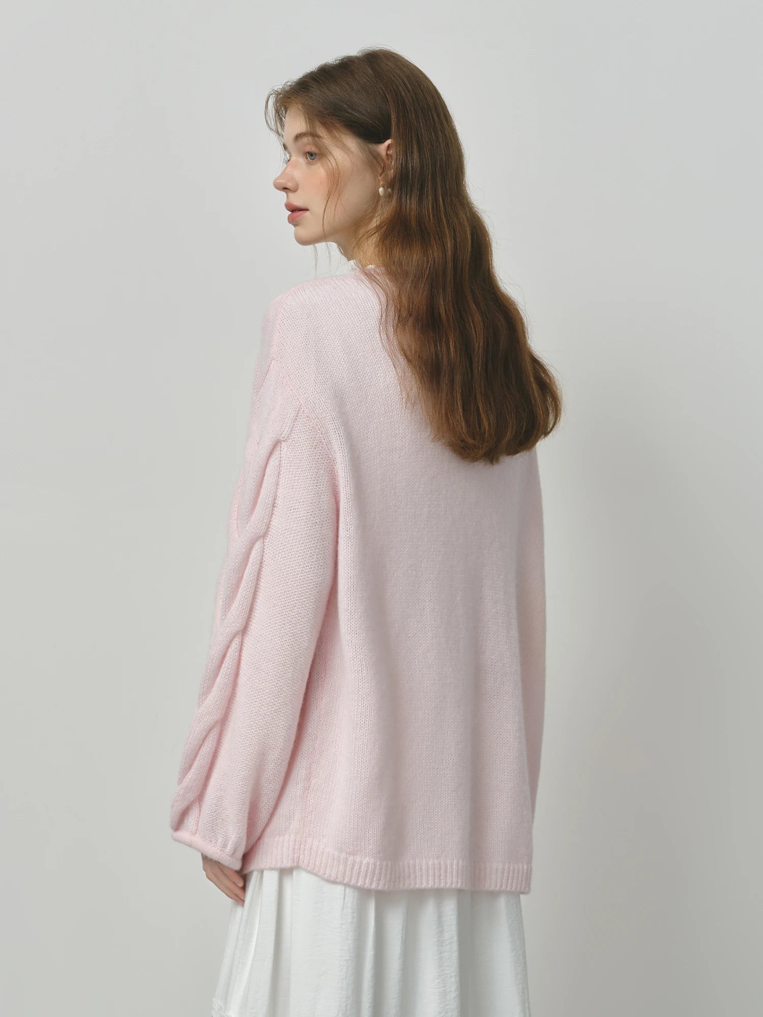 FSLE Alpaca Wool Loose Lazy Cable Knitted V-neck Cardigan Jacket Women's Autumn 2025 New