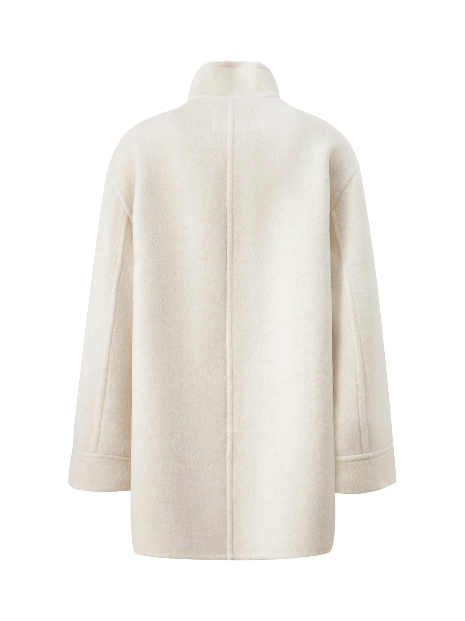 Crafty Studio Wool Coat for Petite Women with Horn Buttons, Standing Collar, and Double-Faced Design 2025 New