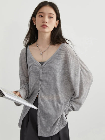 CHIC VEN Women Cardigan New V-neck Long Sleeved Female Shirt Female Jumpers Sun Protection Woman Sweaters Spring Summer 2024