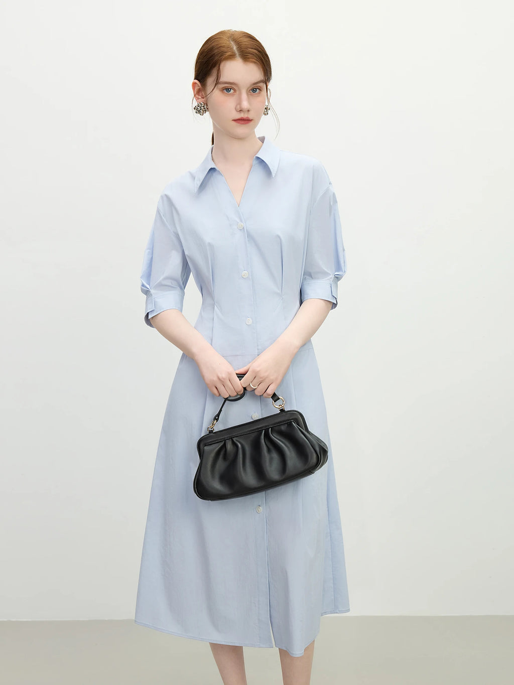 FSLE Structured Waist-Defining Shirt Dress 2025 Summer Elegant Office To Interview Attire 3D Tailored Chiffon Formal