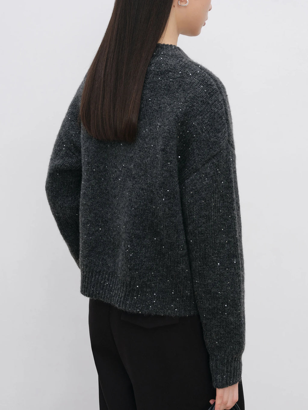 ZIQIAO Petite Size Bead Starry Sky Sweater Women's 2024 Autumn/Winter New Style Lazy Shoulder Sleeve Hoodie Top 24ZQ94145