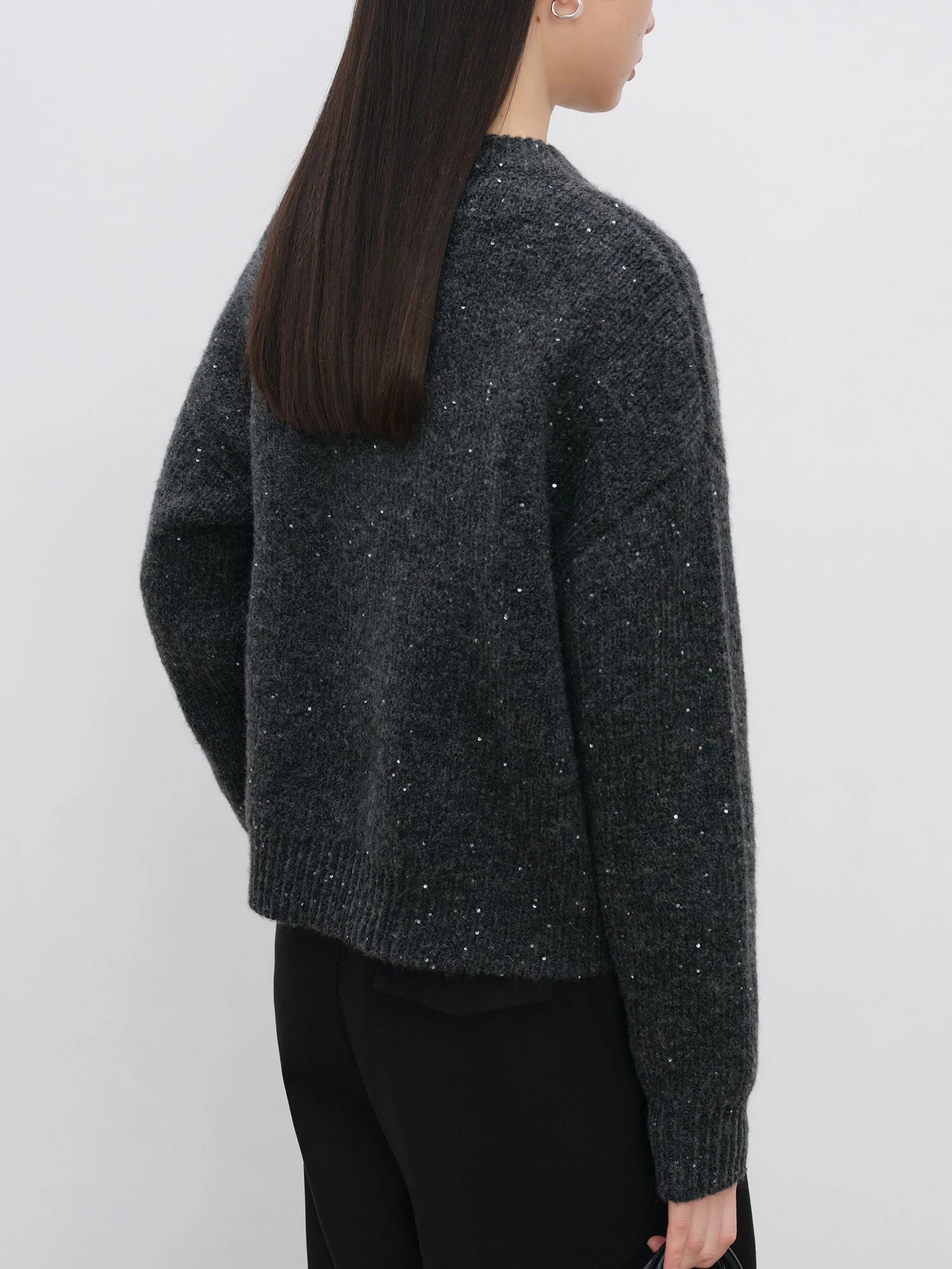 ZIQIAO Petite Size Bead Starry Sky Sweater Women's 2024 Autumn/Winter New Style Lazy Shoulder Sleeve Hoodie Top 24ZQ94145