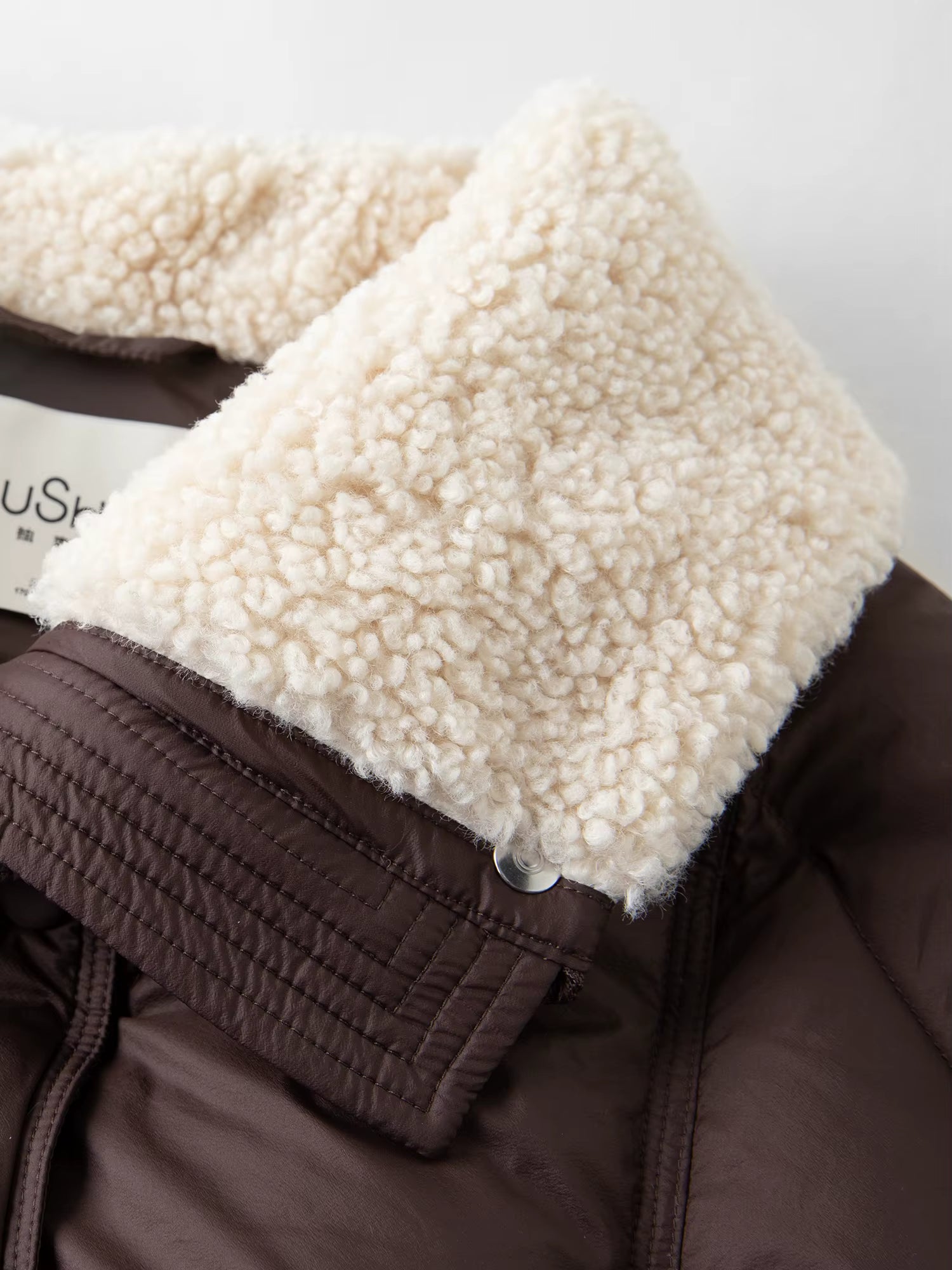 Furry Lapel Quilted White Duck Down Coats Women Casual Daily Retro Simple Loose Short Warm Coat Contrast Color Girlish BF