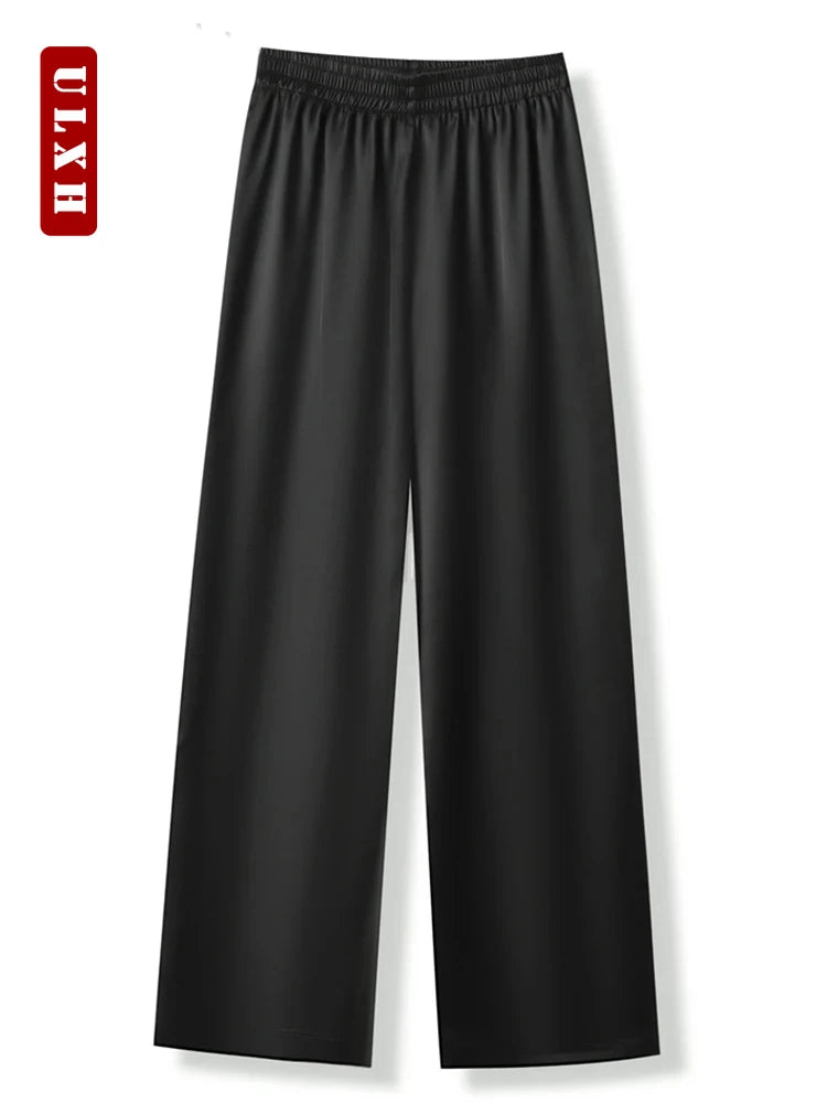 Korean Style Fashion Satin Wide Leg Pants Y2k Long Floor Casual Pants Women's 2024 New Spring Summer Baggy Versatile Pants