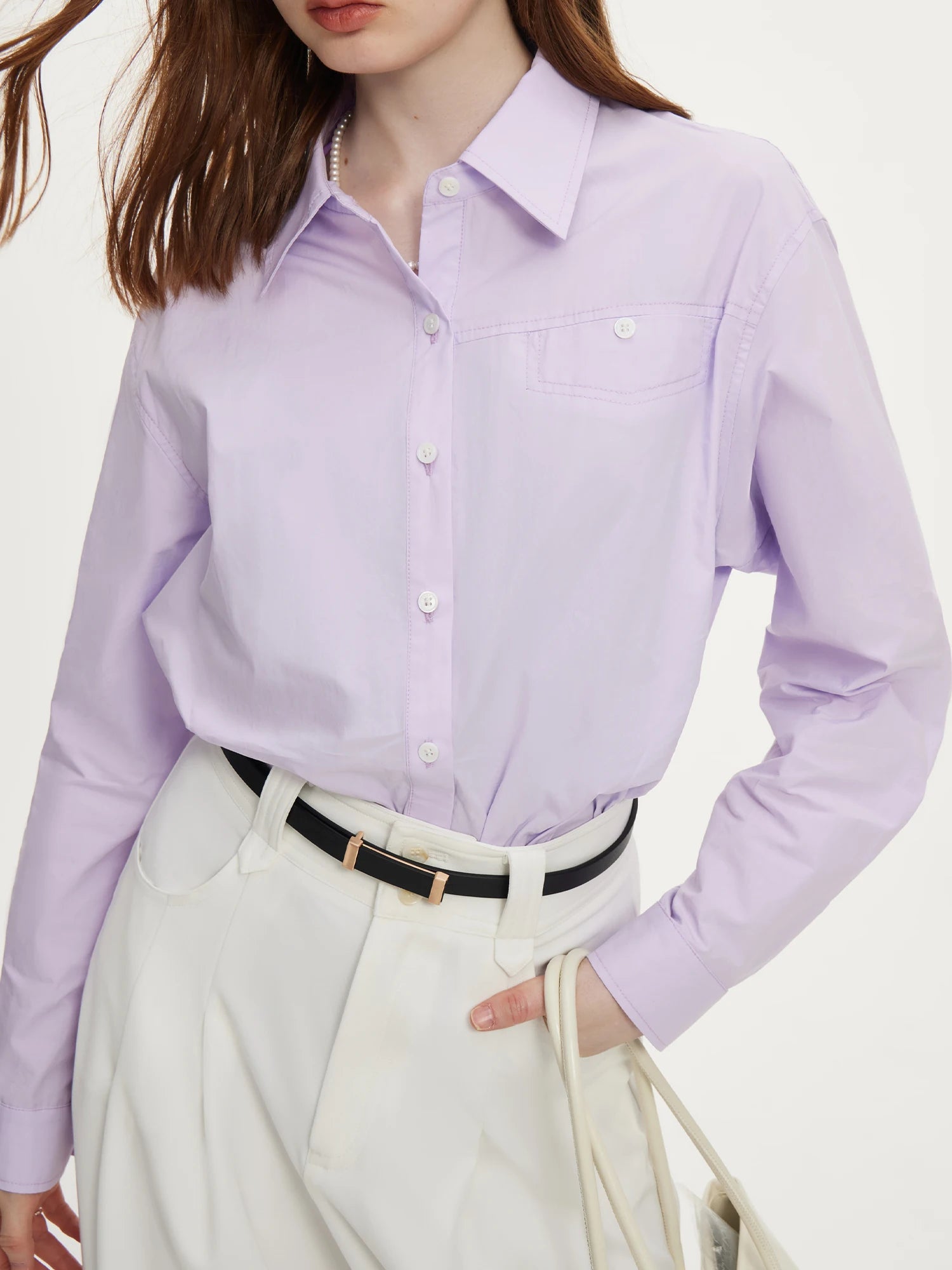 FSLE French Pure Cotton Long Sleeved Shirt for Women's Autumn 2024 New Loose Women Top Casual Loose Women Tops 24FS13094