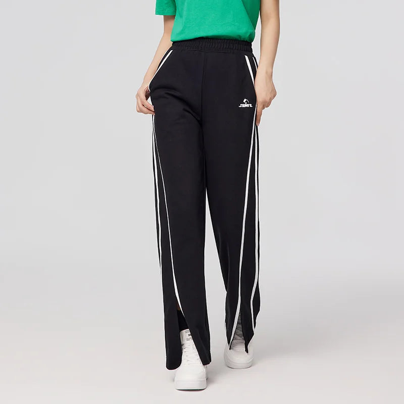 Semir Casual Pants Women Contrasted Color Slit Wide Leg Pants 2023 Spring New Retro Trousers