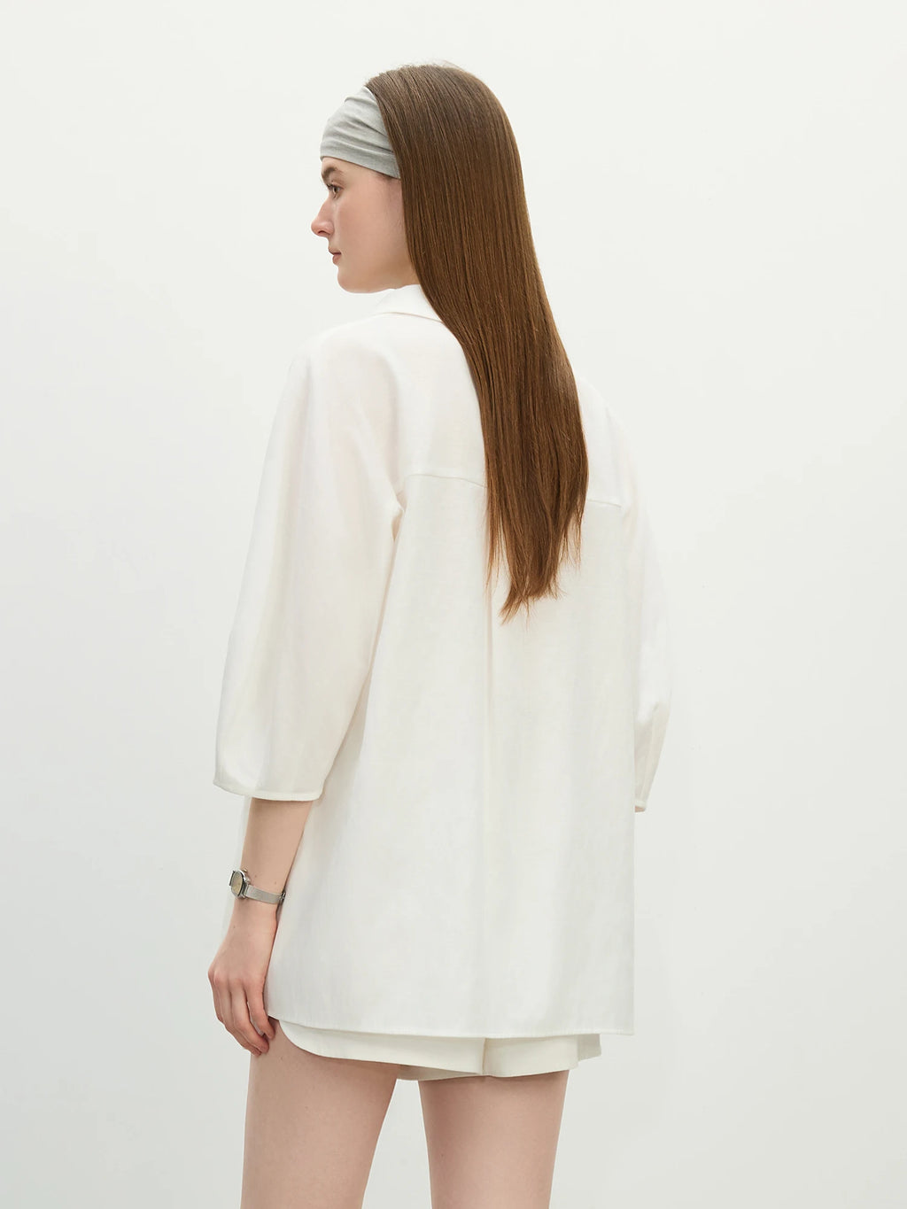 FSLE Linen Lazy Shirt Women 2025 Summer New Korean Version Pullover Loose Three-quarter Sleeve Shirt