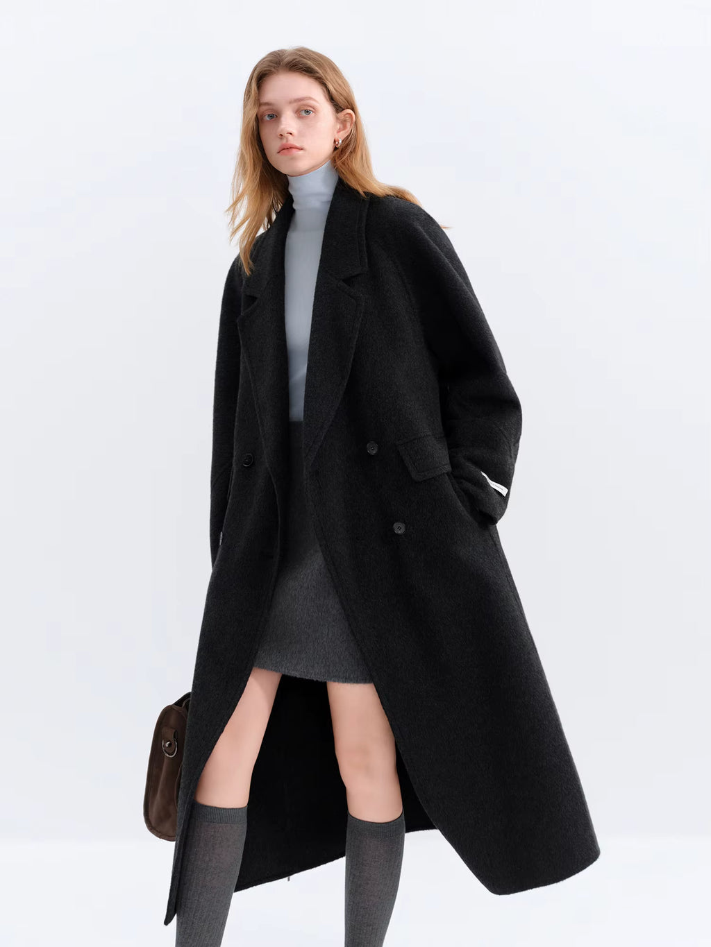 2025 Winter Women's Green Casual Commute Blazer Coat - Double-Faced Wool Blend Trench Outerwear for Daily Versatile Wear