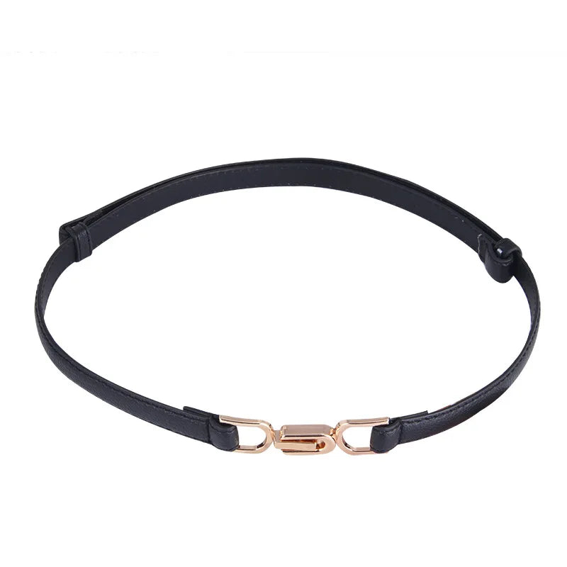 Adjustable PU Leather Ladies Dress Belts Skinny Thin Women Waist Belts Strap Gold Color Buckle Female  pasek do spodni damski