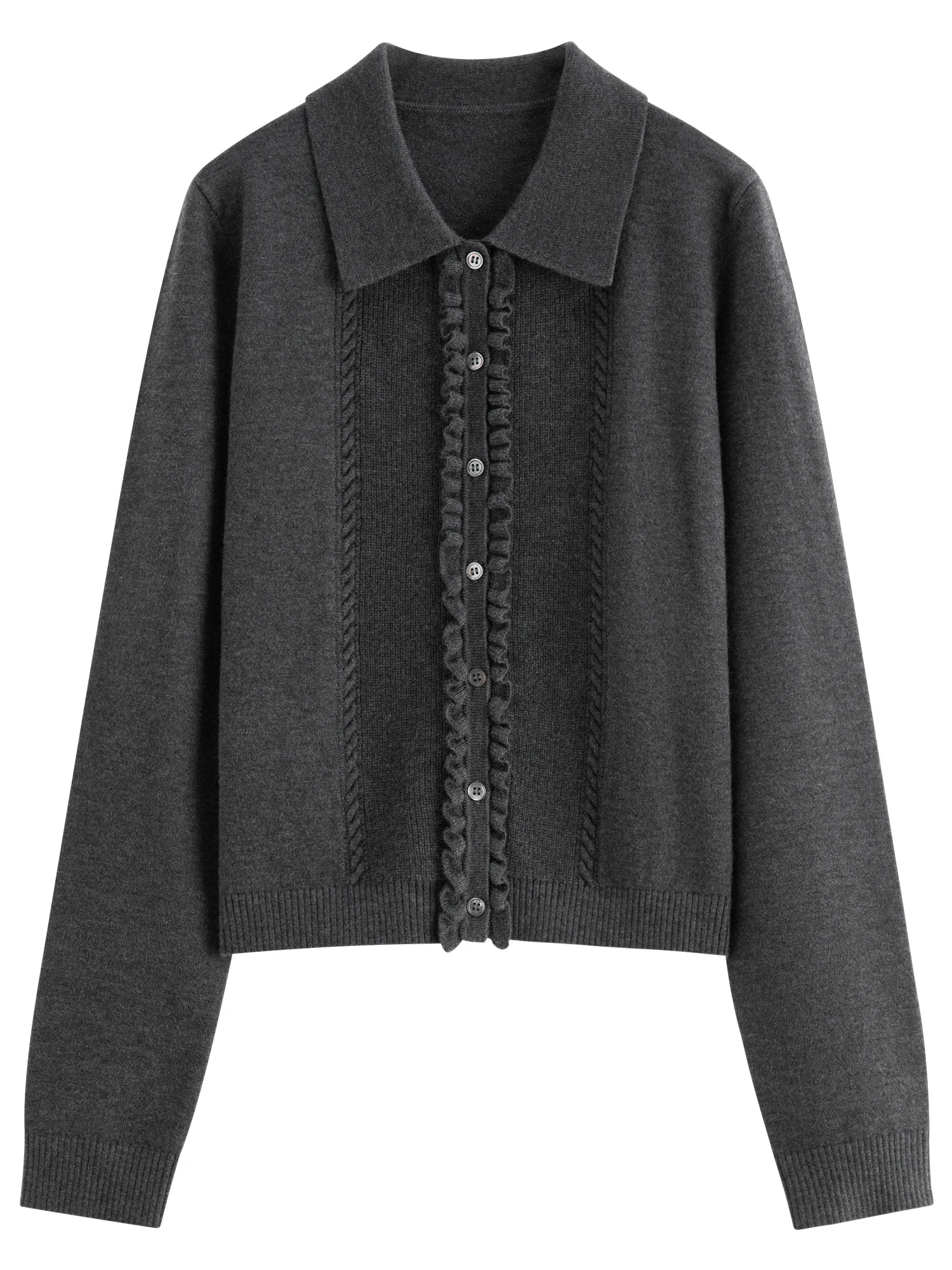 FSLE French Style Wood Ear Hem Heavy Cable Knit Sweater for Women Winter 2025 New Sweater