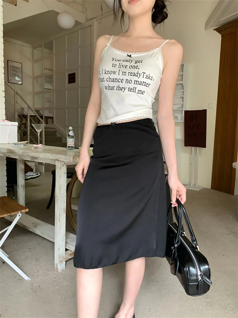 Women's Elegant Satin Mini Skirt with Bow Detail