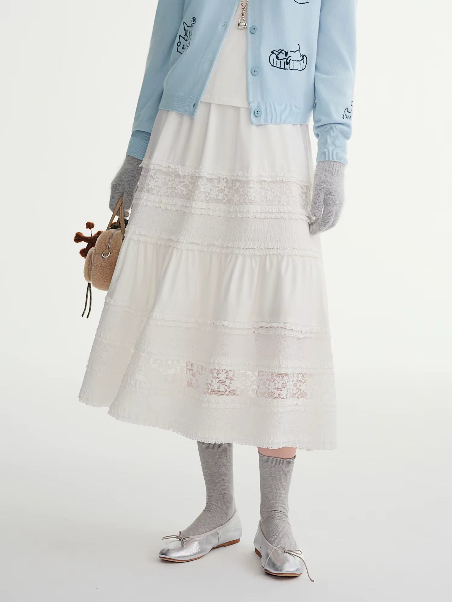 Plus-size Women's Clothing French Style Lace Appliqué Layered Cake Skirt 2025 Autumn Winter New Arrival Half-Skirt