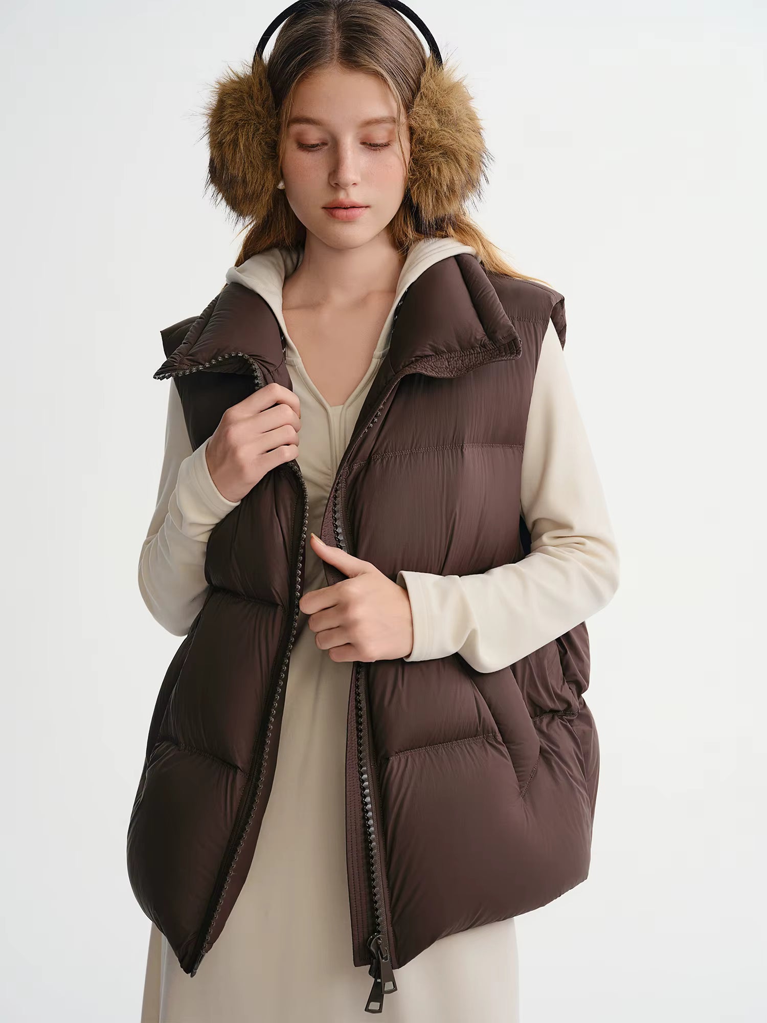 New Arrival Women Thermal Down Vest 2025 Winter Double Zip Lightweight Warm Sleeveless Jacket for Outdoor Travel Commuter